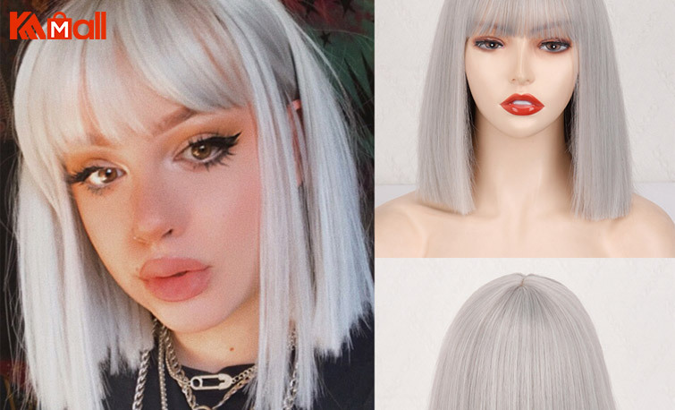 grey straight human hair lace front wigs